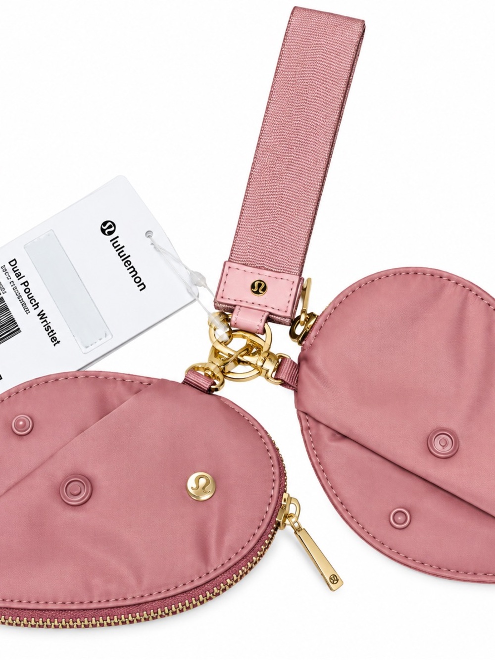 lululemon athletica Dusty Rose Dual Pouch Wristlet with Gold Hardware